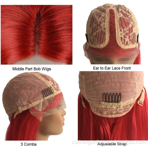 Wholesale Human Hair Colorful Bob Wig For Women,Pre Plucked Mink Brazilian Hair Bob Wigs,Red Orange Pink Purple Cut Bob Wigs